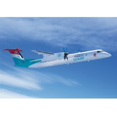 1 of 1 : Bombardier Q400 NextGen aircraft in the livery of Luxair