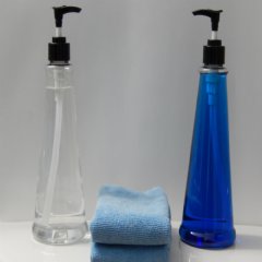 Clear Unfilled bottles with Bonus Microfiber Cleaning Cloths