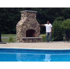 Sals Masonry outdoor fireplace built in Andover, MA