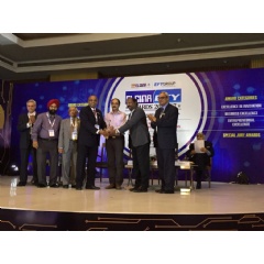 Syrma Technology CEO Sreeram Srinivasan and Jeyakumar Nelson, Senior VP, Sales & Marketing accept First Prize in Quality, SME at the 2016-17 ELCINA-EFY Group Awards in New Delhi, September 14, 2017