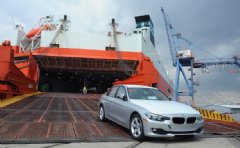 BMW vehicles coming off of the Wallenius Wilhemsen Logistics vessel during the official opening of BMWs newest Vehicle Distribution Center on September 18, 2014 in Baltimore, Maryland. (Photo by Larry French/Getty Images for BMW)
