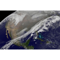 This NOAAs GOES satellite infrared image taken on Nov. 25 at 11:45 UTC (6:45 a.m. EST) shows two main weather systems over the U.S.
Image Credit: NASA/NOAA GOES Project