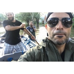 Elo Petrosion of Apple Houston Galleria (center) was forced to leave his home during Hurricane Harvey. He and his family decided to purchase a boat and equipment to rescue neighbors trapped in their homes.