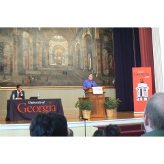 Janet Napolitano speaking to UGA law students in Athens, Georgia.