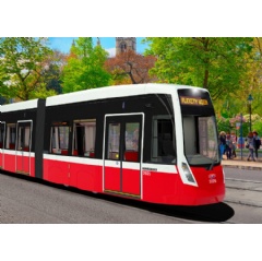 3D rendering of the FLEXITY Vienna tram for Vienna, Austria