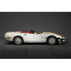 The 1 millionth Corvette produced – this white 1992 convertible – was damaged when it fell into a sinkhole that opened up beneath the National Corvette Museum, in Bowling Green, Ky., on Feb. 12, 2014.