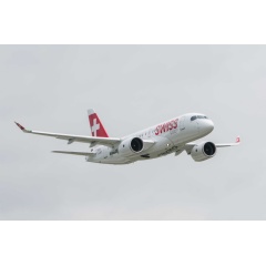 Bombardier CS100 aircraft in SWISS livery
