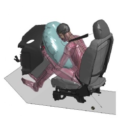 This simulated real-world crash uses a human-body model. (Credit: Wake Forest University Center for Injury Biomechanics)