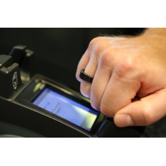 The world’s first EMVCo compliant payment ring is based on a contactless security chip from Infineon Technologies AG. The tiny, water-proof smart wearable works like a contactless payment card.