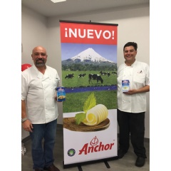 Two local chefs trying out Fonterra’s Anchor cream products.