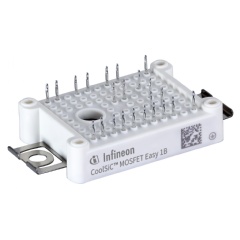 The Easy1B with Six-Pack topology is characterized by the proven Infineon module configuration with an on-resistance (RDS(ON)) of only 45 mΩ. An integrated body diode ensures a low-loss freewheeling function.