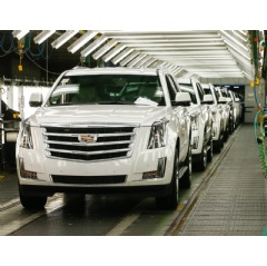 Cadillac Escalade vehicles roll off the assembly line Tuesday, June 25, 2019 as General Motors announces it is investing an additional $20 million at Arlington Assembly. (Photo by Mike Stone for General Motors)