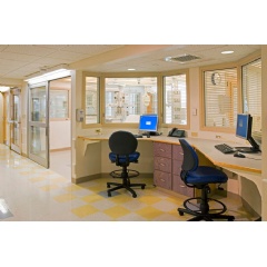 Vision Control integrated louvers are the ideal privacy control solution for hospitals.