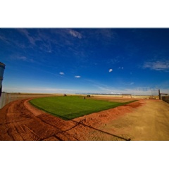 Sod being laid on one of the baseball diamonds at El Paso County Falcon Regional Park