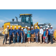 Epic Homes founder and owner, Christina Presley (center) and the entire Epic Homes team celebrate the groundbreaking of their newest home collection in the Painted Prairie community in Aurora, CO. Pre-sales for Epic Homes will begin in the fall.
