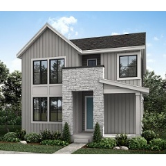 The Modern Farmhouse pictured here is one style Berkeley will be building at the Canyons. Other styles include Colorado-Contemporary and Modern Craftsman.