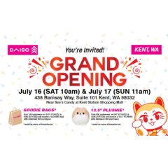 Daiso Kent, Wash. grand opening July 16 and July 17, 2022