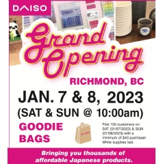 Visit Daiso Lansdowne Centre 1/7 or 1/8 to receive a celebratory goodie bag!