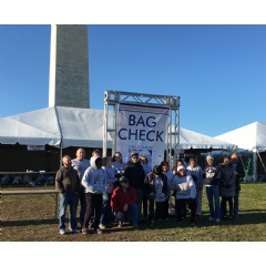 CommonWealth One Federal Credit Union staff members volunteered to check bags for participants in the Cherry Blossom run in Washington, DC.