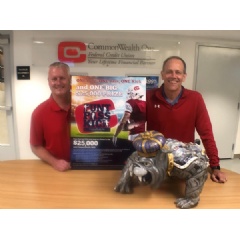 CommonWealth One’s Chief Operations Officer, Shamus McConomy, CEO, Frank Wasson and the CommonWealth One’s JMU Duke Dollar Dog.
