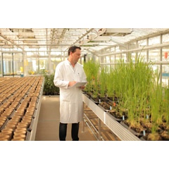 Biological technician Frederic Bach conducts greenhouse-based diagnostics tests at Bayer CropSciences Weed Resistance Competence Center in Frankfurt, Germany.