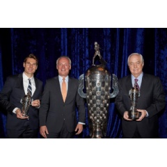 From left to right: Will Power, Frederic Lissalde and Roger Penske. Photo: Michael L. Levitt for BorgWarner