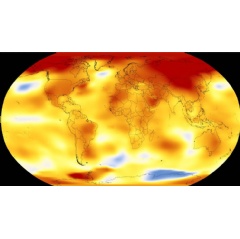 Shown here are 2017 global temperature data: higher than normal temperatures are shown in red, lower than normal temperatures are shown in blue.
Credits: NASA’s Scientific Visualization Studio