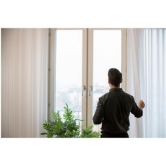 It will soon be possible to reduce common indoor air pollutants using just a curtain. A mineral-based surface treatment enables the new IKEA curtain to break down air pollutants when it gets in contact with light. --Credit: IKEA--