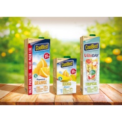 Leading Dutch fruit drinks manufacturer Riedel has opted for SIGNATURE PACK from SIG to relaunch its popular CoolBest range of fruit juices.  -Credit: SIG-