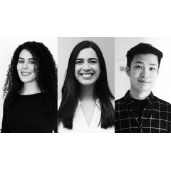 From right: Rula Zuhour, School of the Art Institute of Chicago
Maria Teresa Moreno Arriola, Cornell University
Cheung Lun Jeremy Son, Cooper Union.  -CREDIT: Gensler-