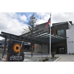 The recently-opened La Quinta Inn & Suites by Wyndham San Luis Obispo Downtown, owned by Andrew Firestone of Stone Park Capital, combines the brand’s Del Sol prototype with local architectural style, including a unique rooftop pool with sweeping view
