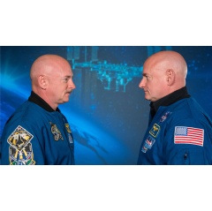 KBR participated in the landmark NASA Twins Study, which assessed the impact of long-term spaceflight on astronaut Scott Kelly (right) compared to his twin brother and former astronaut Mark Kelly (left), who remained on Earth. NASA image