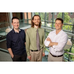 University of Illinois researchers Jeremy Guest, left, John Trimmer and Daniel Miller have developed a conceptual roadmap to help guide others through the unexplored environmental and economic aspects of sanitation. Photo by L. Brian Stauffer