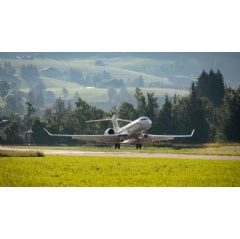 Global 7500 aircraft landing in Gstaad Saanen airport. Image courtesy of Matthias Geiger