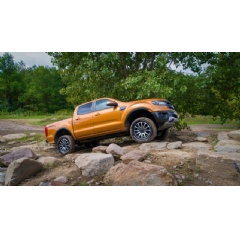 2019 Ford Ranger: A first-ever offering from Ford, the off-road leveling kits bring FOX shocks, exclusive Ford Performance tuning, 2-inch front lift, new front coilovers, vehicle-specific upper front mounts and locking spring pre-load rings