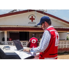 Dale Kunce, co-founder of Missing Maps and CEO of American Red Cross Cascades Region, works on a map in west Africa. (Credit: Missing Maps)