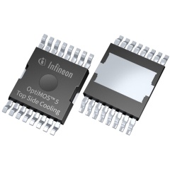 OptiMOS-5_TOLT_Package: The TOLT package enables top-side cooling, which allows a power increase of more than 20 percent and reduces the necessary cooling effort on the board.
