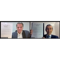 Institut Polytechnique de Paris and Accenture announced a strategic partnership to leverage science and technology... attended virtually by IP Paris president Eric Labaye (right) and CEO of Accenture in Europe Jean-Marc Ollagnier (left)