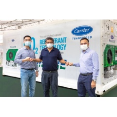 This new 20-foot container refrigerated by a NaturaLINE unit from Carrier Transicold will help Willing Hearts, a soup kitchen in Singapore, to receive a greater quantity of wholesome perishable food contributions... (see complete caption below)