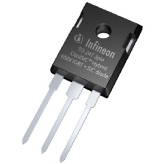 CoolSiC 650 V Hybrid IGBT 3pin: The discrete CoolSiC™ Hybrid IGBTs from Infineon perform with significantly reduced switching losses at almost unchanged dv/dt and di/dt values (see complete caption below)