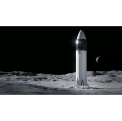 Illustration of SpaceX Starship human lander design that will carry the first NASA astronauts to the surface of the Moon under the Artemis program. Credits: SpaceX
