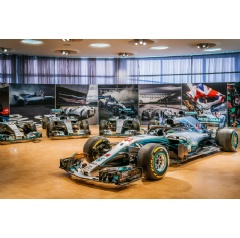 Mercedes-Benz Museum, special presentation in the Great Hall at entrance level featuring all Mercedes-AMG Petronas Formula One Team F1 racing cars from 2014 to 2020.(Photo signature in the Mercedes-Benz archives: D698733 - See complete caption below)