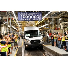 Ted Rhew, who has been with Kansas City Assembly Plant for 35 years, was chosen by his peers to drive the one millionth Ford Transit off the line.