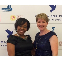 Deborah Riley Draper and Amy Tiemann at the Cinema for Peace gala, Berlin, February 15, 2016