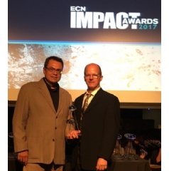 NEO Techs Art Campos and Wayne Fite accepted the ECN Impact Award on behalf of the company.