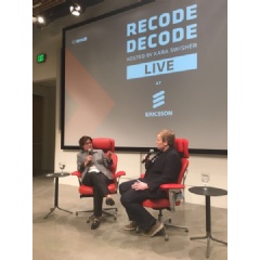 Recode Decode host Kara Swisher, left, interviews Uber’s Frances Frei