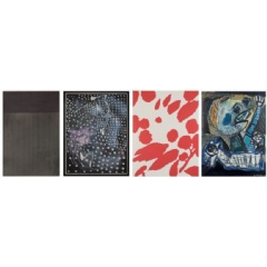 Günther Förg, Untitled (1999, €200.000-300.000); Sigmar Polke, Untitled (2005, €320.000-400.000); Dan van Golden, Heerenlux, (2003, €120.000 - 160.000); Karel Appel, Femme, Enfant et Animal (1953, €200,000-300,000)