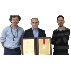 Members of the first-place winning team from EXPEC Advance Research Center, left, include Diego Rovetta, Daniele Colombo, and Ernesto Sandoval-Curiel.