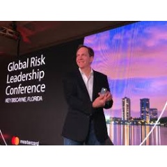 Bob Reany, executive vice president of identity solutions at Mastercard, unveils techonlogy advancement that allows people to register their fingerprint onto their biometric card from the comfort of their home.