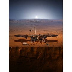 This artist’s concept shows the InSight lander, its sensors, cameras and instruments.
Credits: NASA/JPL-Caltech